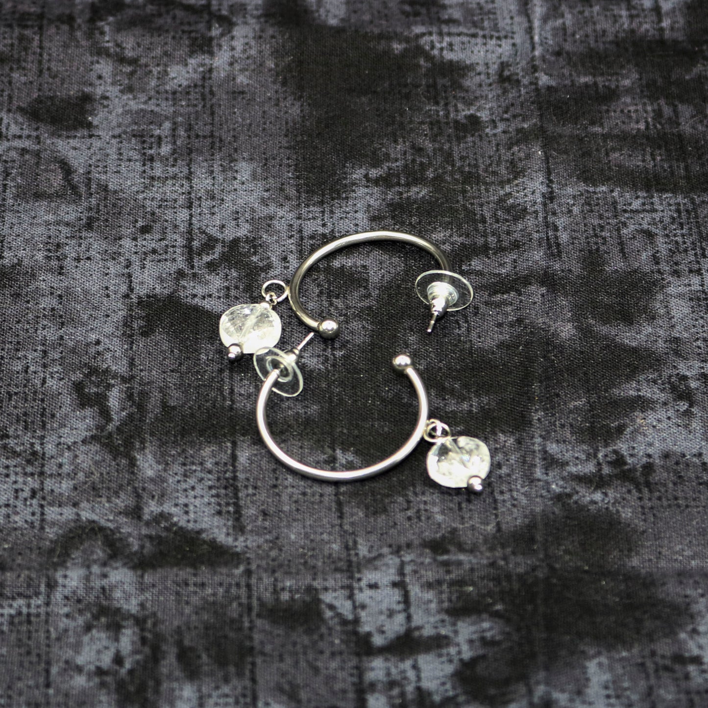 Clear Quartz Stud Hoop Earrings