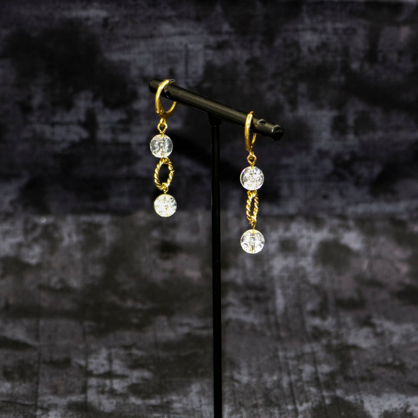 Clear Quartz w/ Circles Earrings