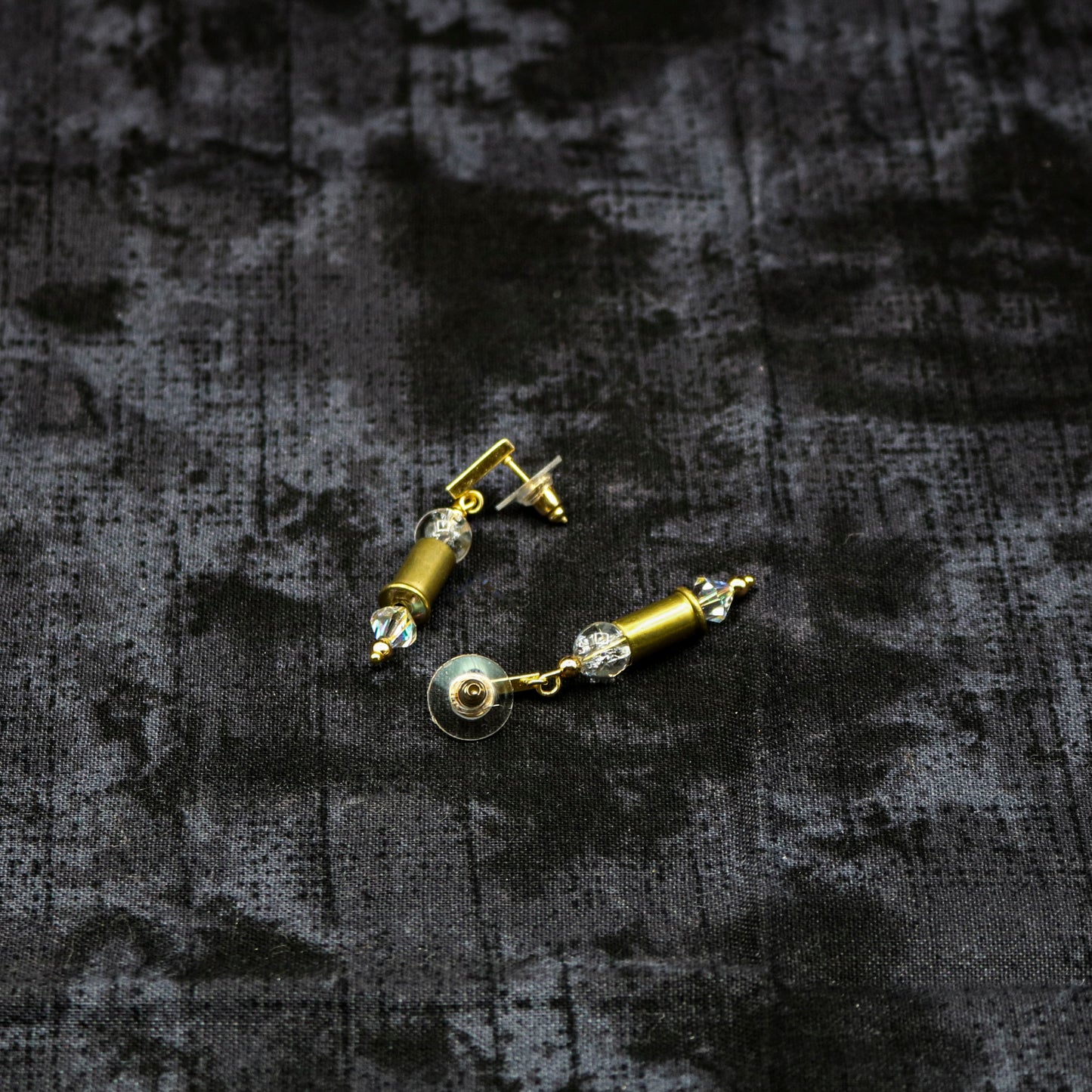 Hi-Caliber Brass & Clear Quartz Earrings