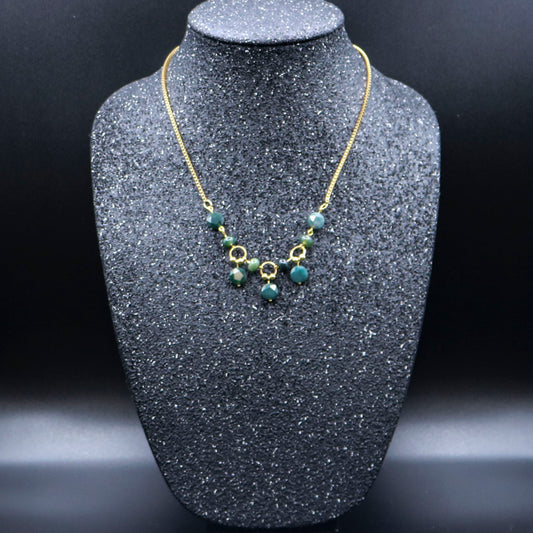 Moss Agate Circles of Gold Necklace