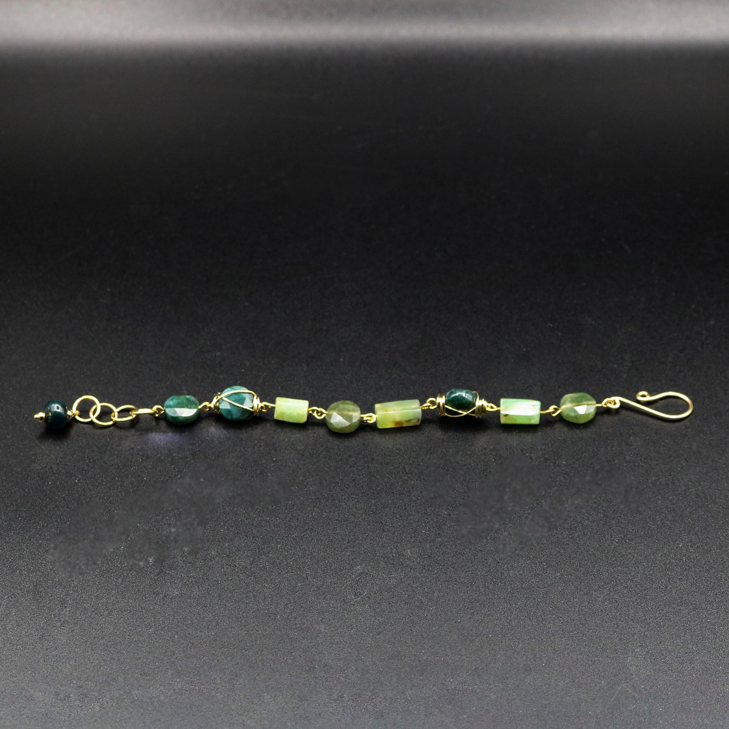 Moss Agate & Australian Chrysoprase Link Bracelet