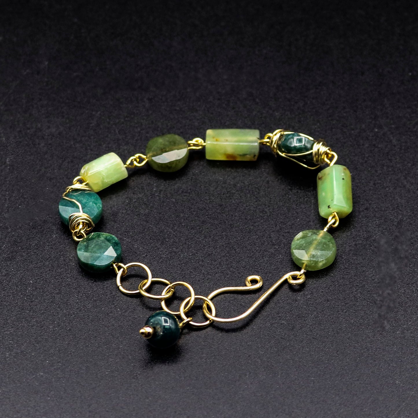 Moss Agate & Australian Chrysoprase Link Bracelet