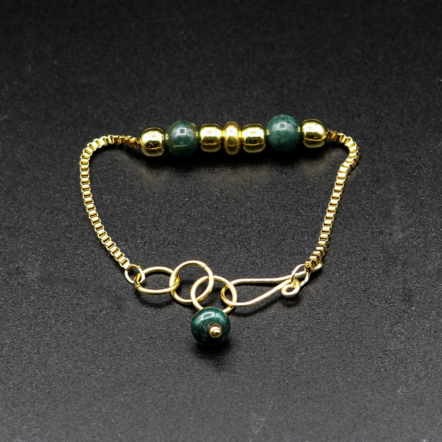 Moss Agate, Chain & Slider Bracelet