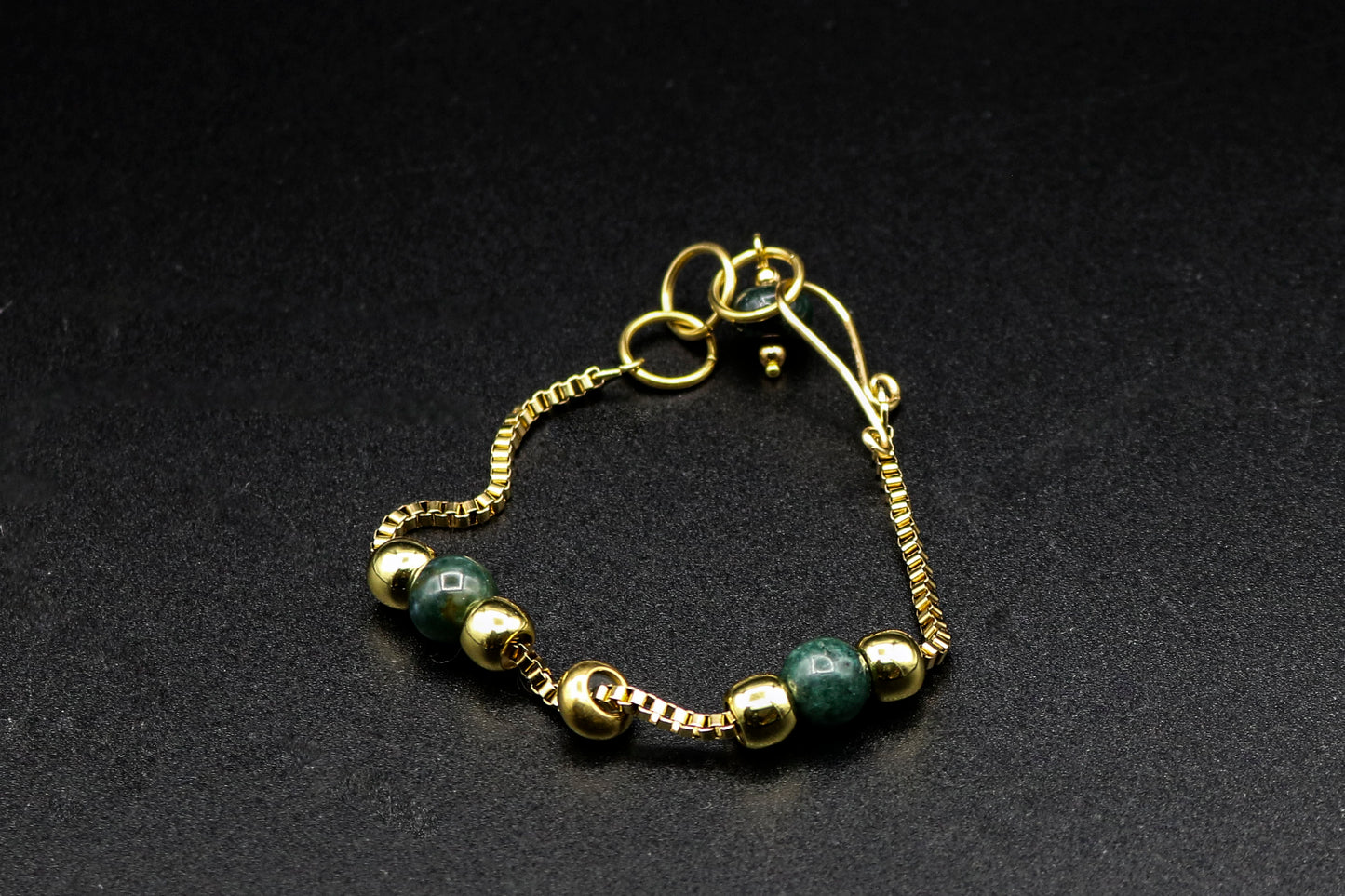 Moss Agate, Chain & Slider Bracelet