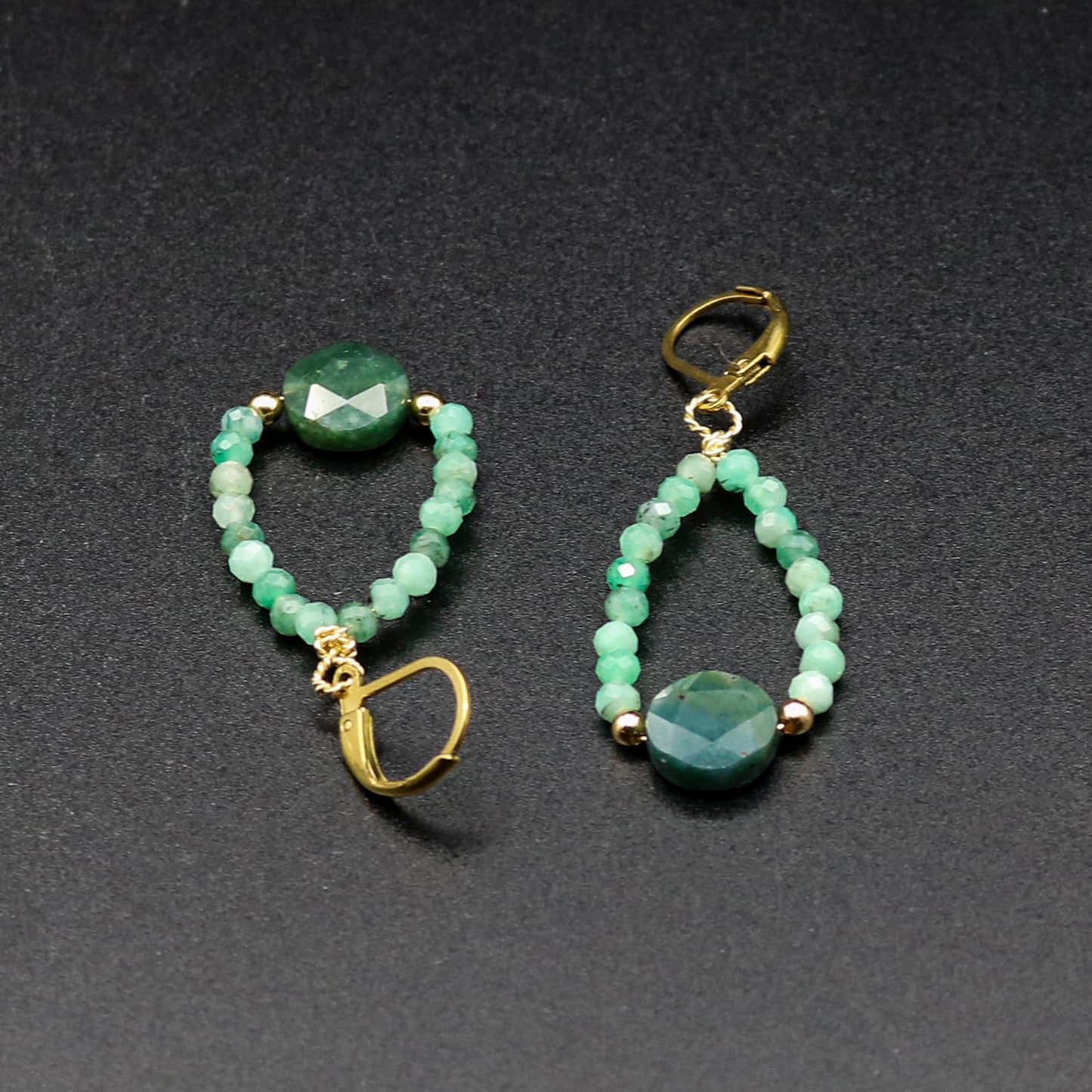 Emerald & Moss Agate Tear Drop Earrings