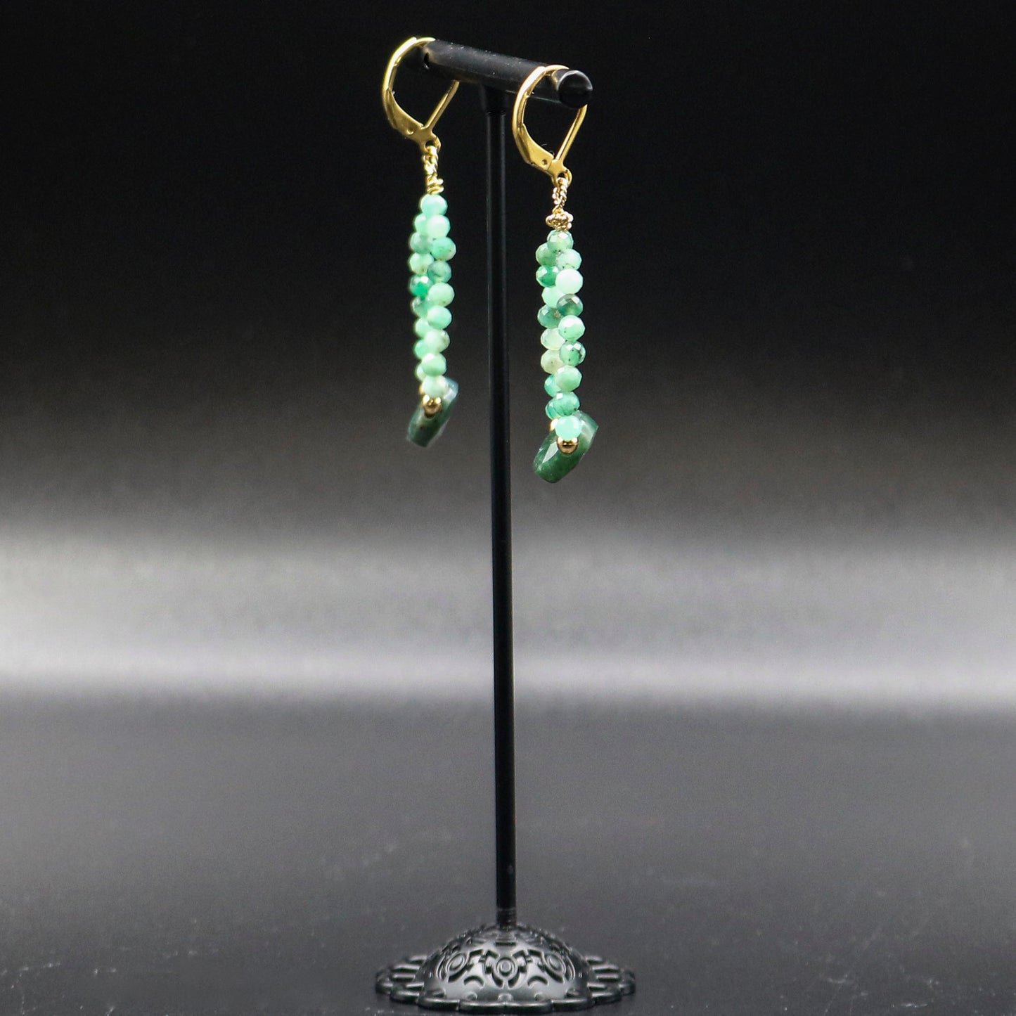 Emerald & Moss Agate Tear Drop Earrings