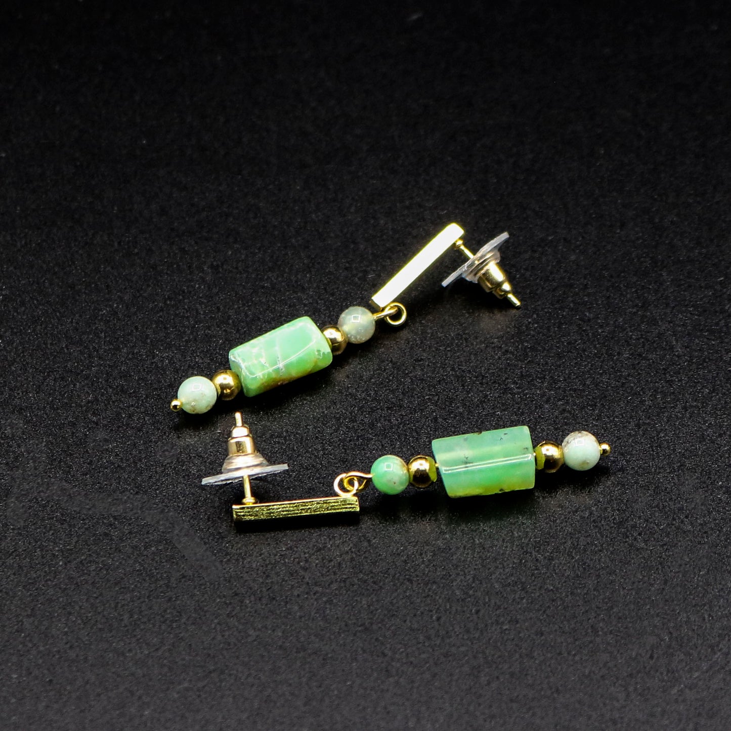 Australian Chrysoprase Bar Stud Earrings