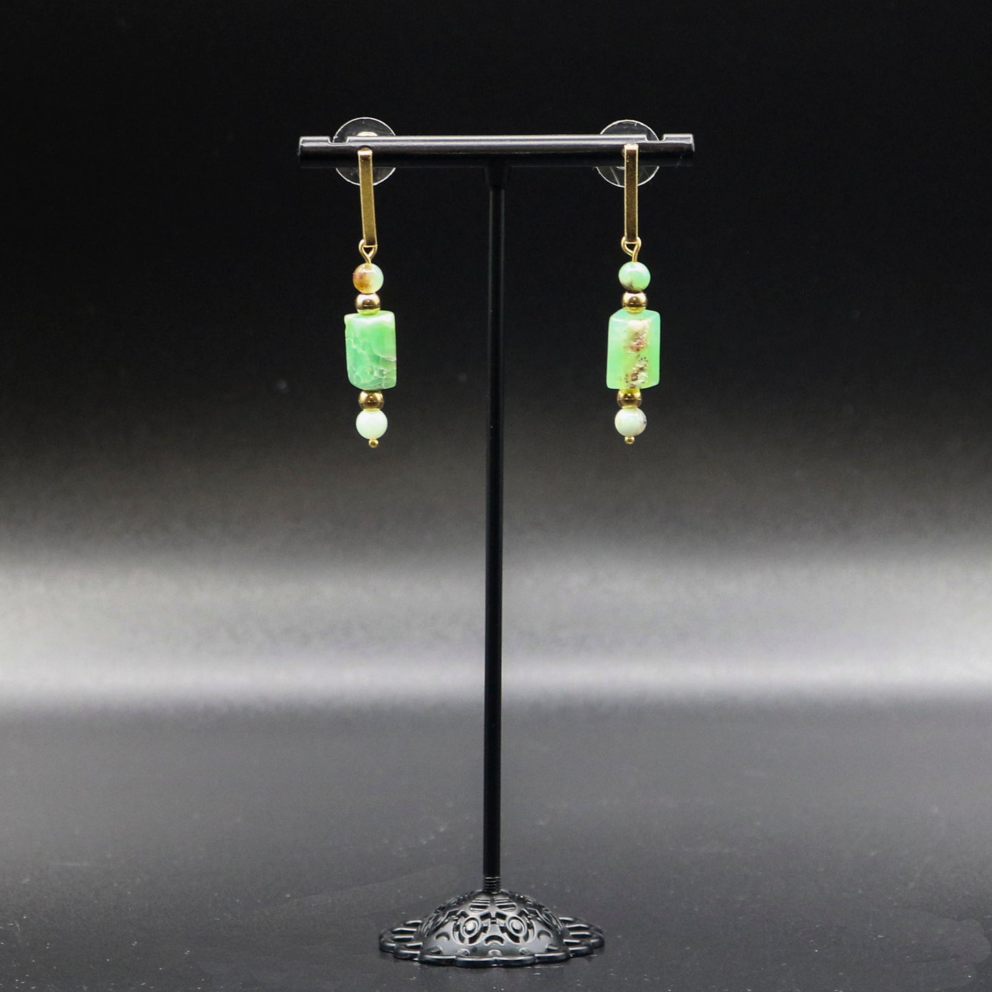 Australian Chrysoprase Bar Stud Earrings