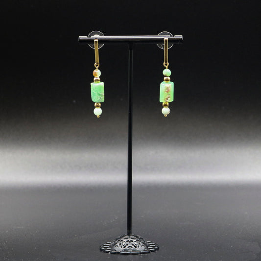 Australian Chrysoprase Bar Stud Earrings