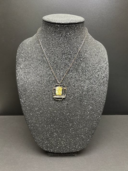 Soft Solder Rainforest Rhyolite Pendant on Chain