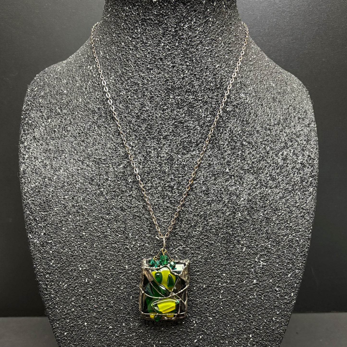 Soft Solder Fused Glass Pendant on chain