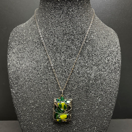 Soft Solder Fused Glass Pendant on chain
