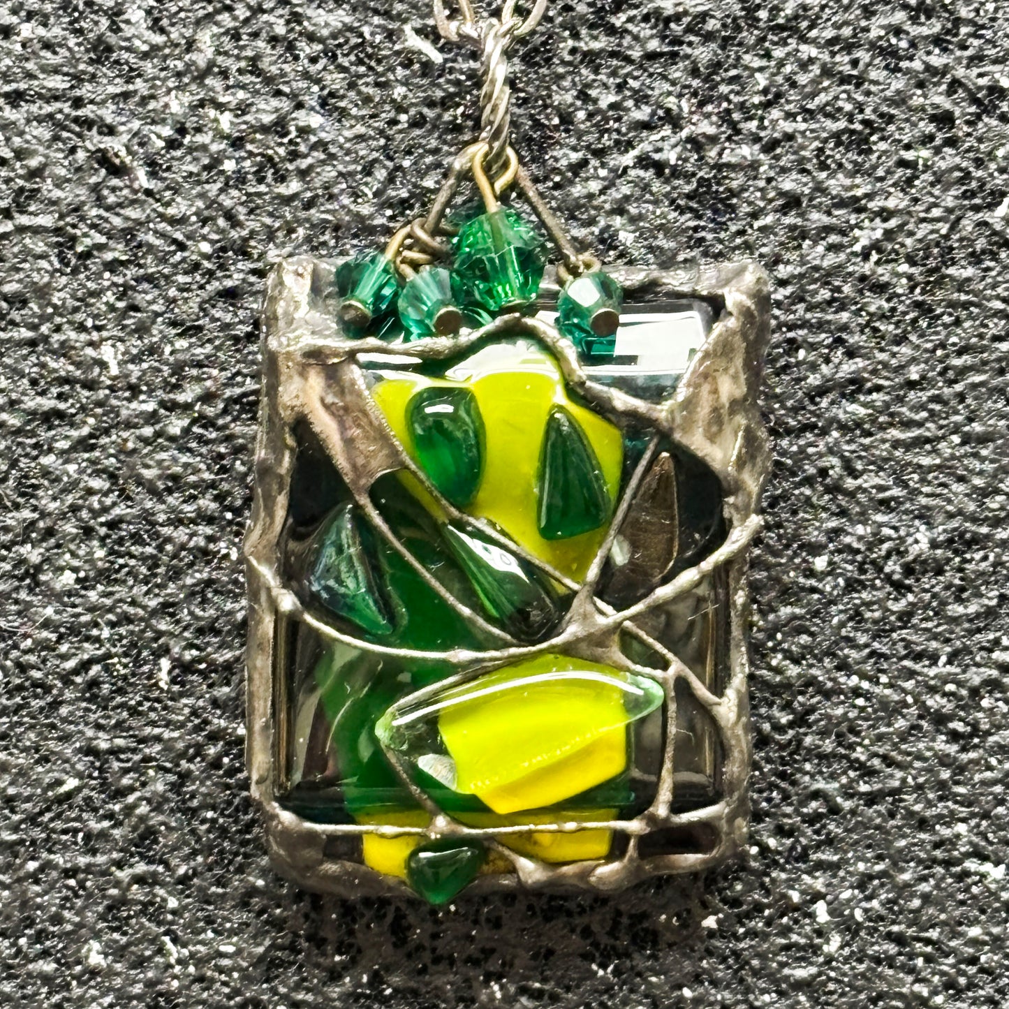 Soft Solder Fused Glass Pendant on chain