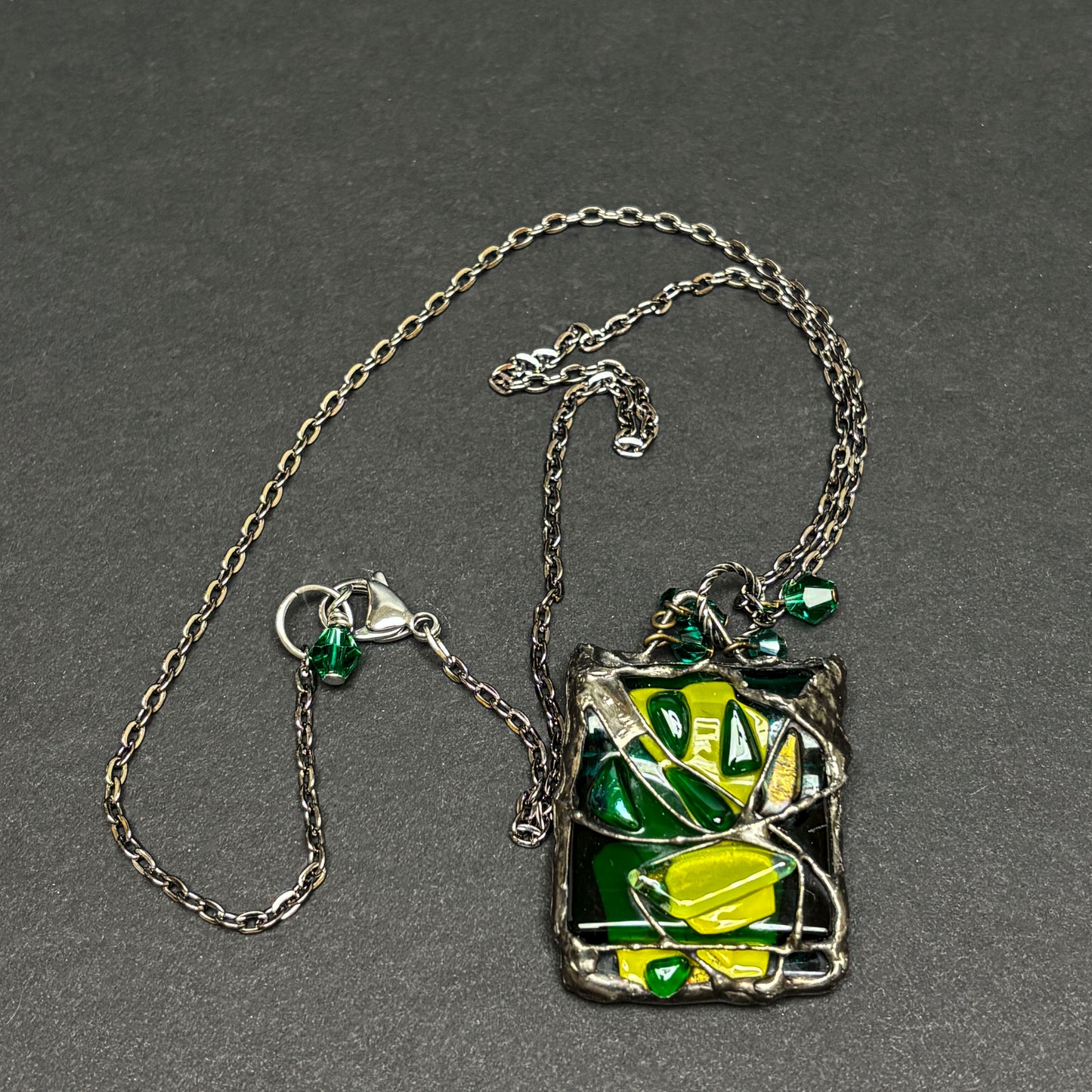 Soft Solder Fused Glass Pendant on chain