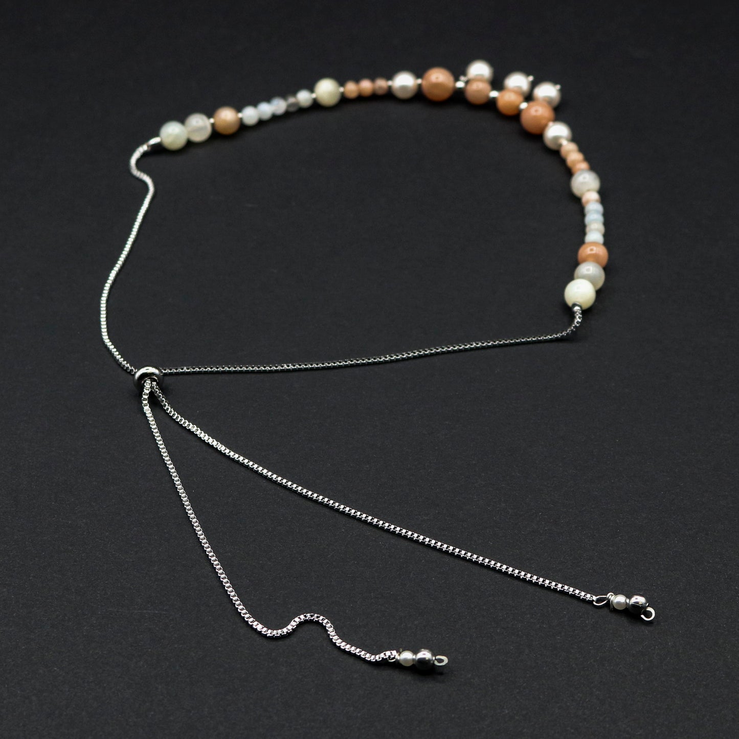 Moonstone & Pearl Slider Clasp Necklace