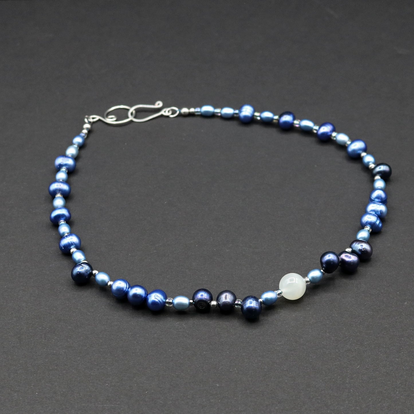 Blue Freshwater Pearl & Moonstone Choker