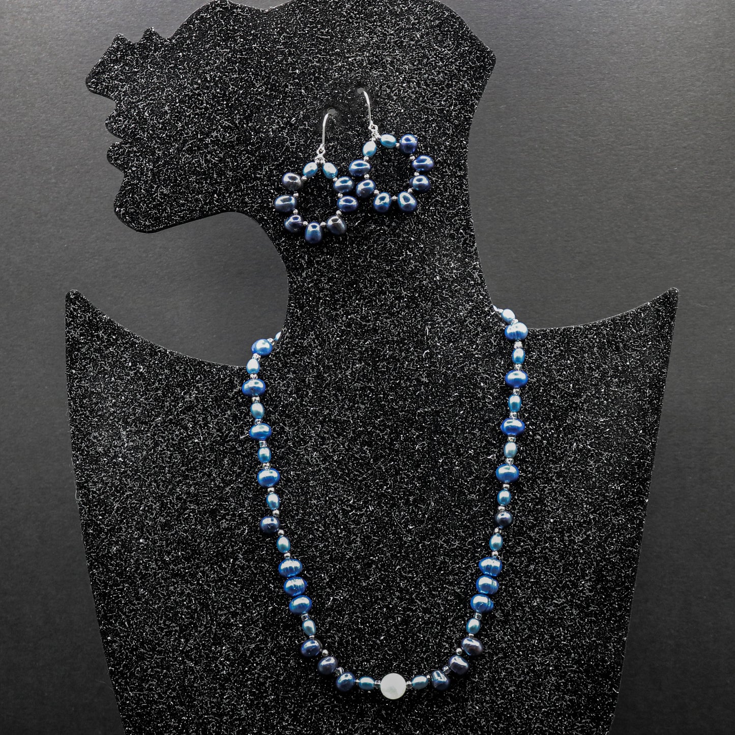 Blue Freshwater Pearl & Moonstone Choker