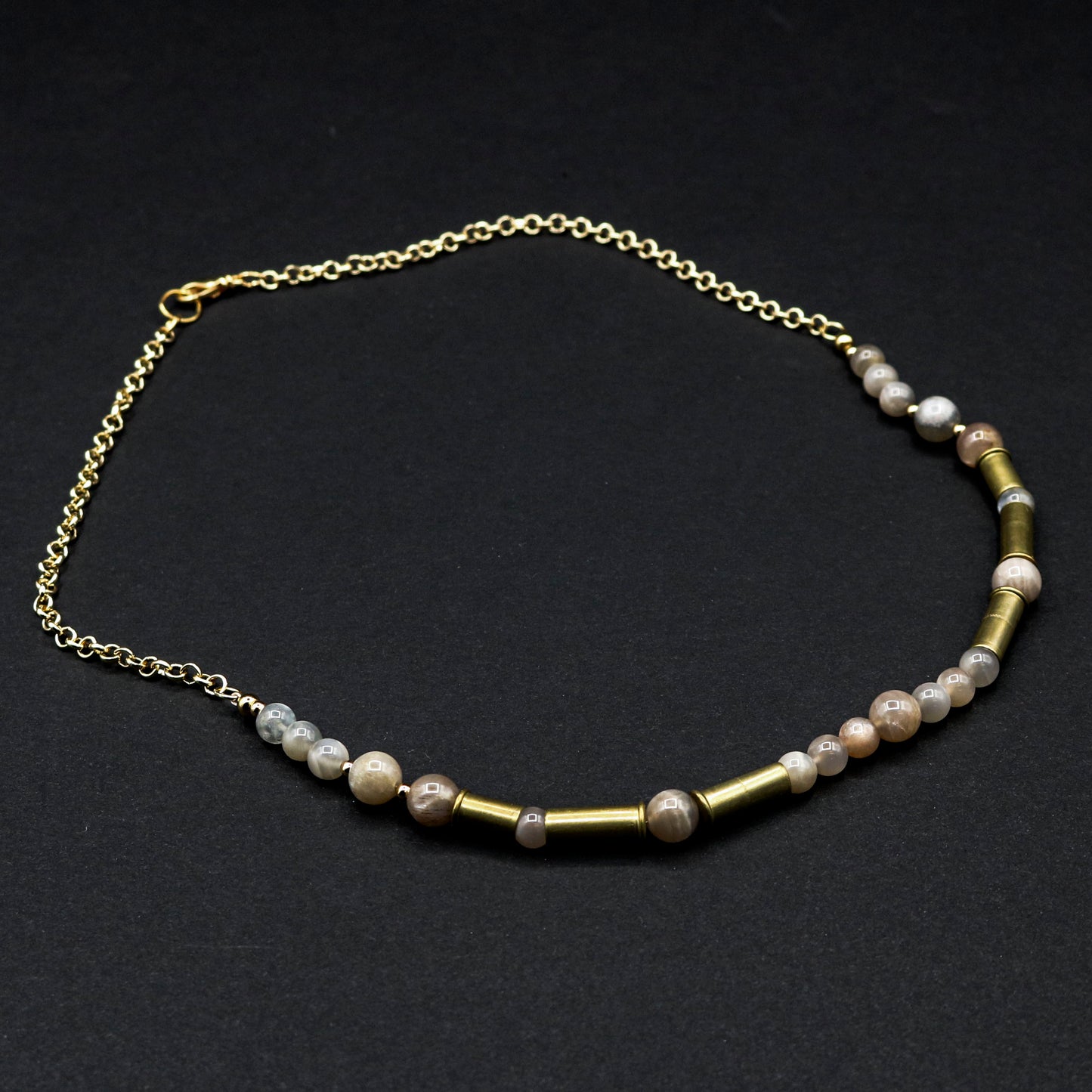 Hi-Caliber Brass & Moonstone Necklace