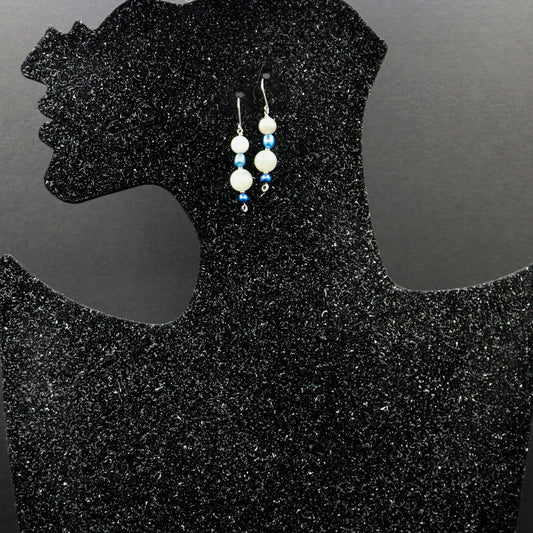 Moonstone & Blue Pearl Earrings