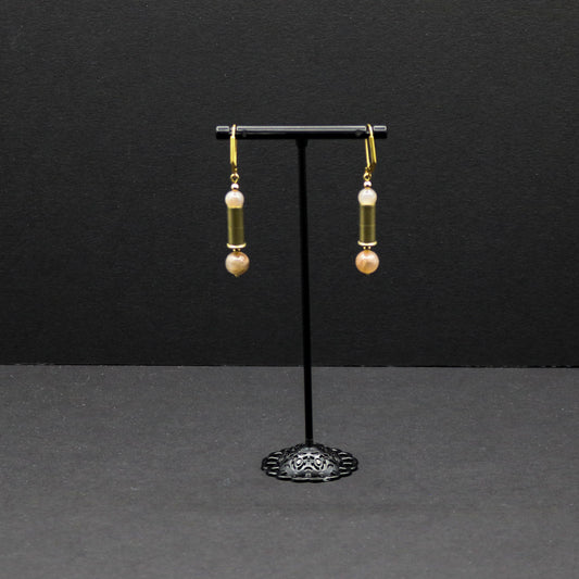 Hi-Caliber Brass & Moonstone Earrings