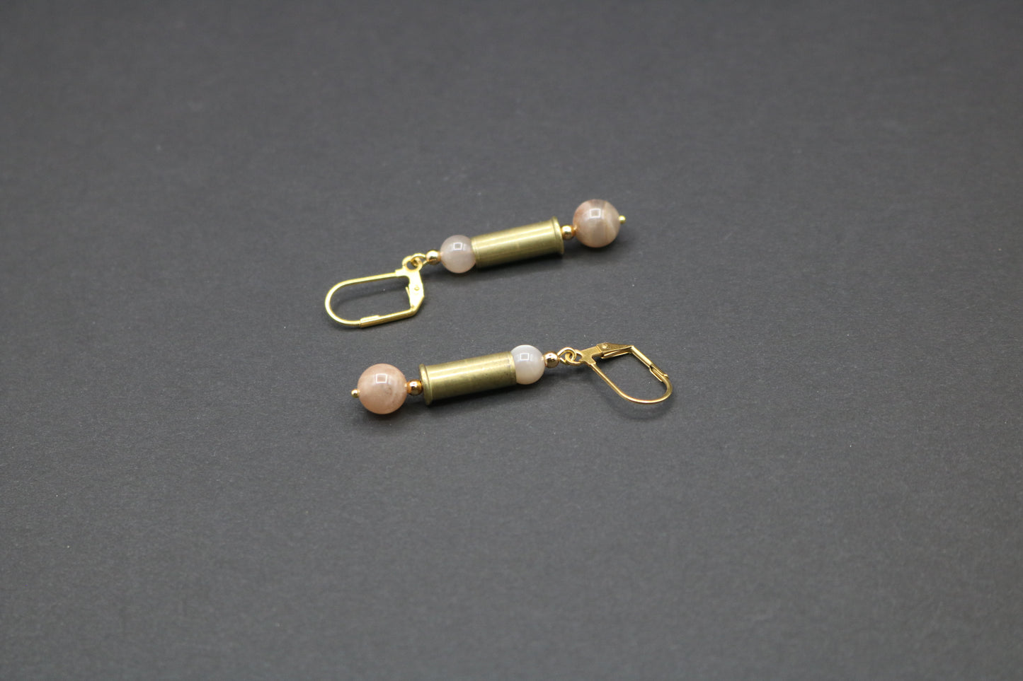 Hi-Caliber Brass & Moonstone Earrings