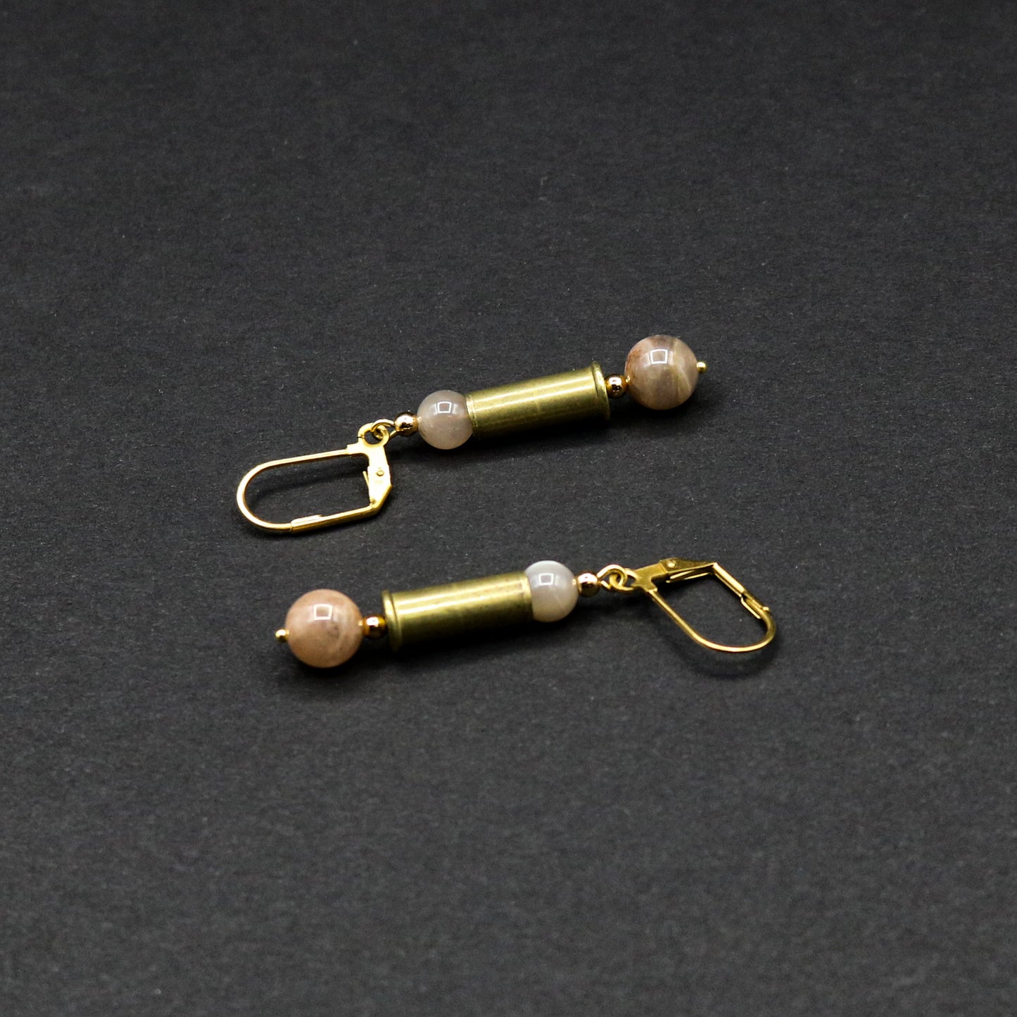 Hi-Caliber Brass & Moonstone Earrings