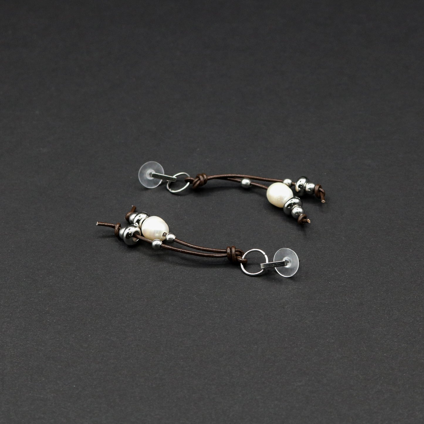 Leather & Pearl Earrings