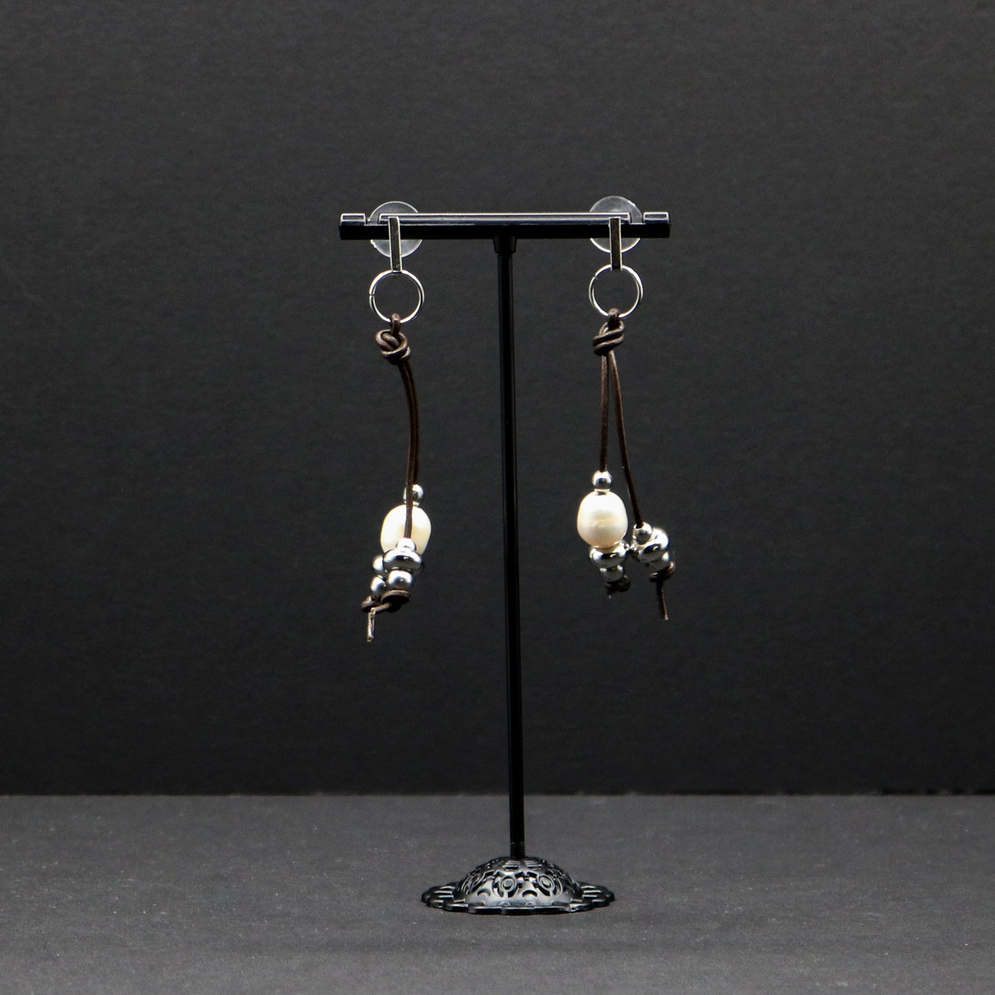 Leather & Pearl Earrings