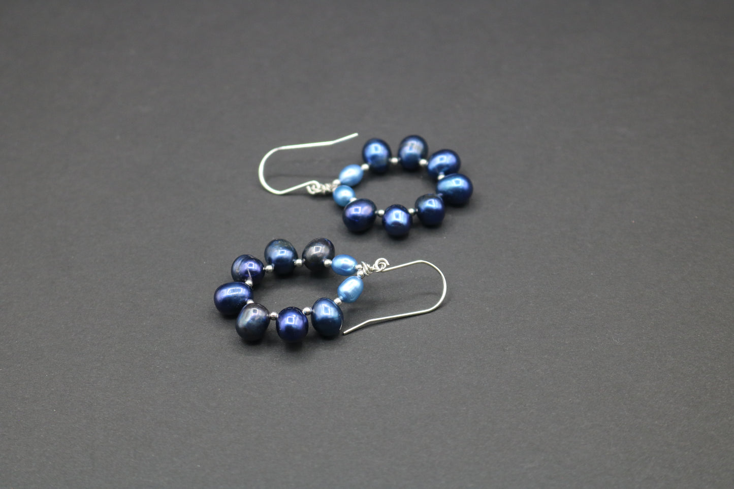 Blue Pearl Circle Earrings