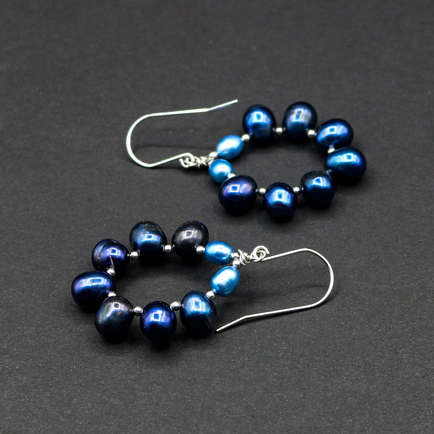 Blue Pearl Circle Earrings