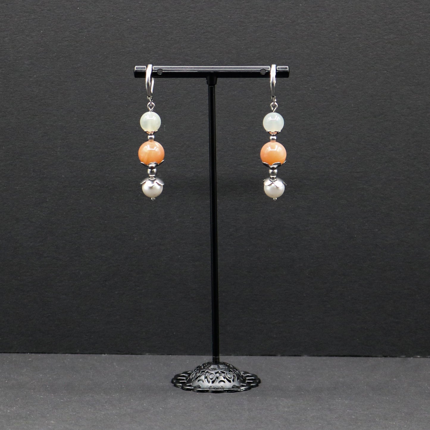 Moonstone & Pearl Dangle Earrings