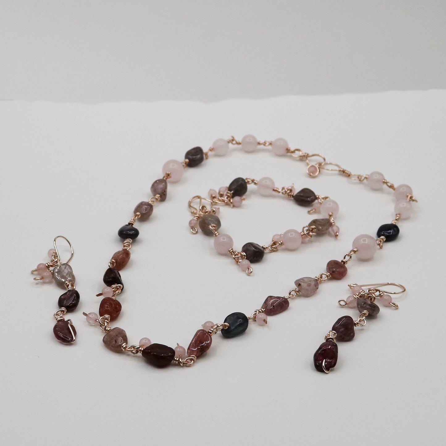 Pink Spinel & Rose Quartz Nugget Necklace